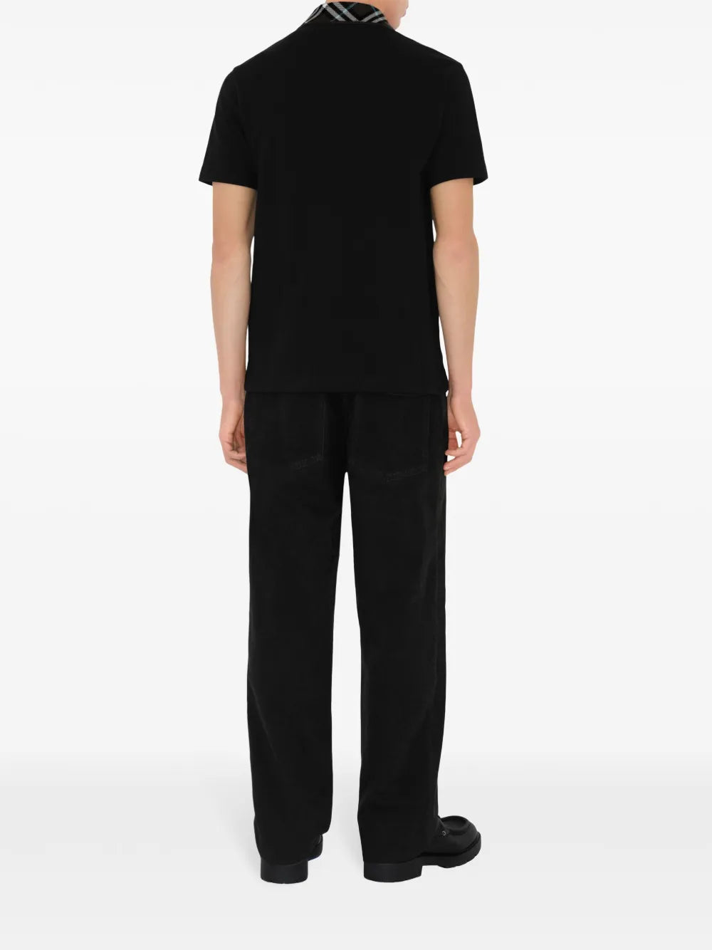 Burberry Checked Collar Polo Shirt Black