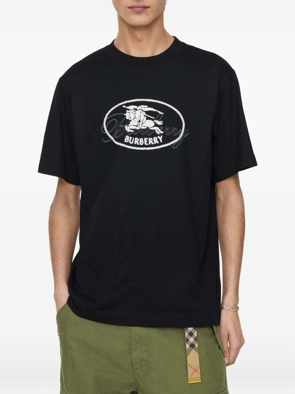 Burberry Men Cotton T-Shirt With Knight Stamp